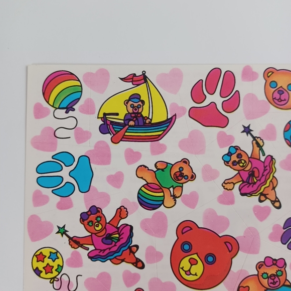 Vintage Lisa Frank Sticker Sheet S124 Bears -Boats -Ballet -HTF Rare 80s -Unused - Picture 3 of 12